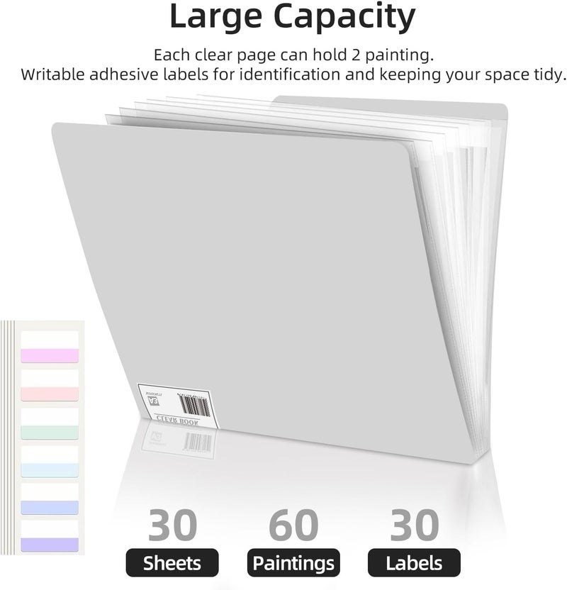 HOWUKE A3 Diamond Painting Storage Book, 60 Views Art Portfolio Presentations Folder with 30 Pages Protectors, 17.3x12.8in - Image 2